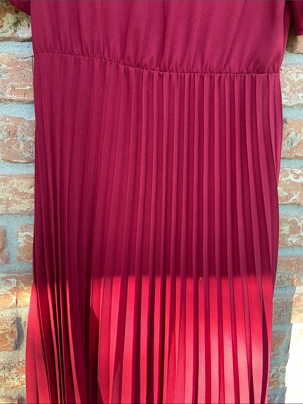 Pleated Midi Dress in Deep Wine - Picture 5 of 10